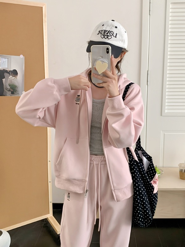 套装女装秋两件套高级感百搭大码mm学院风卫衣卫裤休闲运动套装|undefined