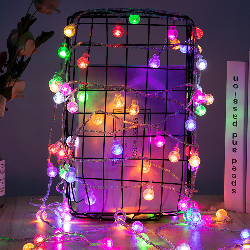 Bola kristal hangat (warna) / Model baterai selalu menyala (1,5 meter 10 lampu)