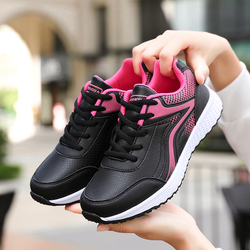 Zapatos de mujer de marca, zapatos deportivos, otoño e invierno, nuevos zapatos casuales planos ligeros de todo fósforo, zapatos de viaje de cuero impermeables para mujer