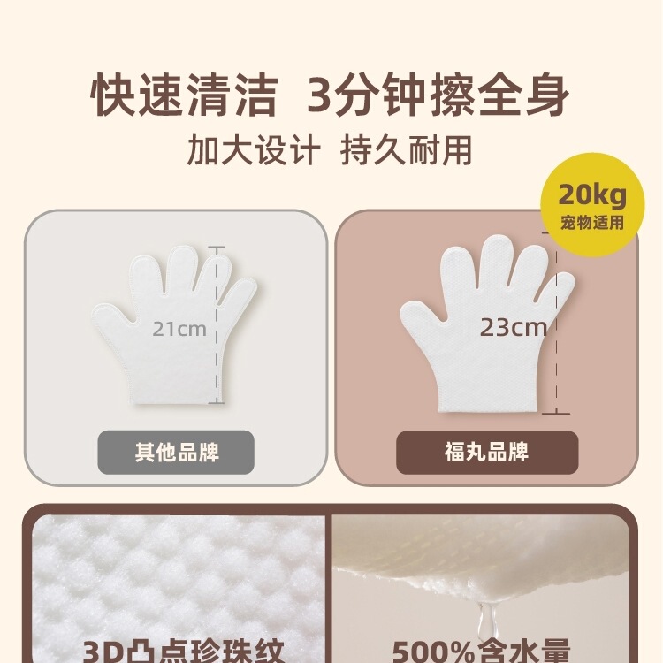 Fu Pet Disposable Gloves Wet Wipes Disposable Bath Essence Bath Cleaning Cat Washing Cat Supplies Dry Cleaning