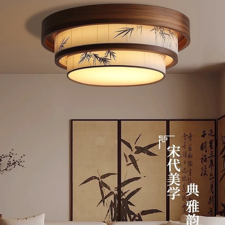 宋代美学灯卧室客厅主灯中式国风圆形高级感大厅灯禅意复古吸顶灯|undefined