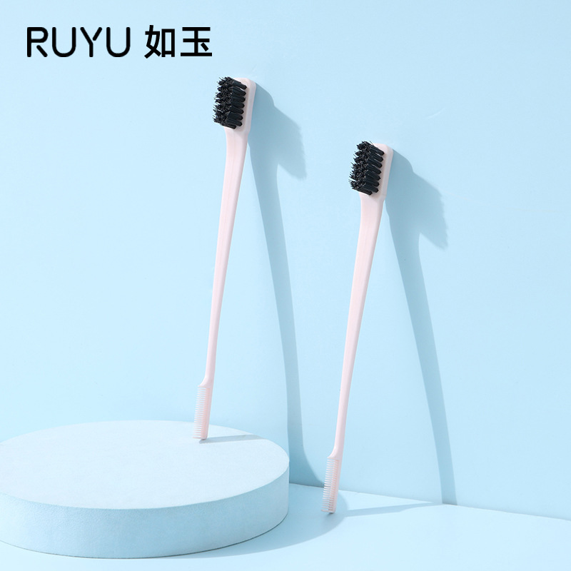 Wholesale pig bristle double-headed eyebrow brush, portable makeup tool, eyebrow comb, ABS beauty hairline comb