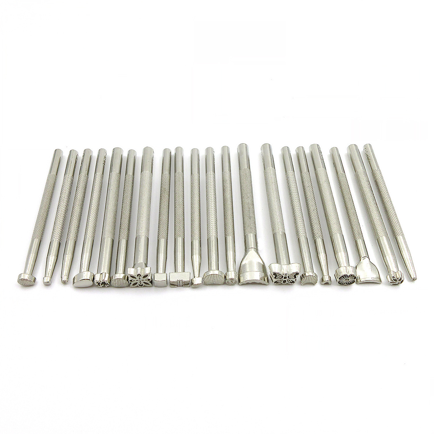 Artesanía Herramientas de cuero de bricolaje Tallado de cuero Herramientas de impresión Juego de 20 piezas Artículos de cuero estampados Bolsos de cuero Tallado Punzón de flores de golpe