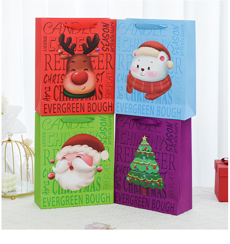 130g Weight Gift Bags Event & Party Supplies Christmas Cartoon Style Santa Claus Paper Card Party Gift Bags