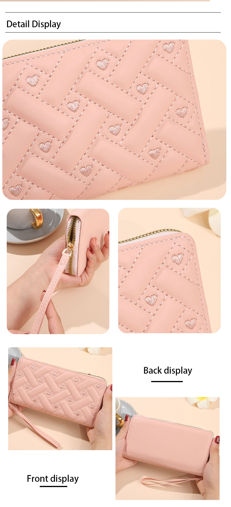 Frau Einfarbig Pu Seitlicher Reißverschluss Brieftaschen display picture 7