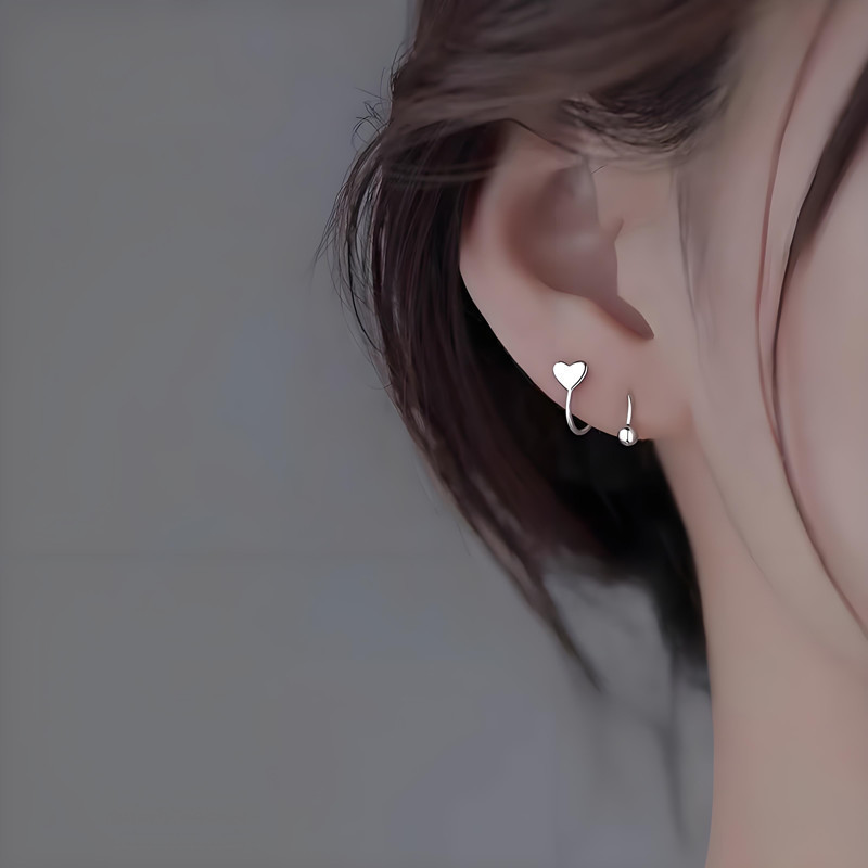 s型爱心耳钉