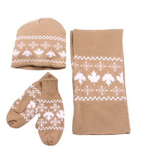 Manufacturers Order Supply All Kinds of New Fashion Warm Snowflake Jacquard Winter Hat Scarf Gloves Knitting Kits
