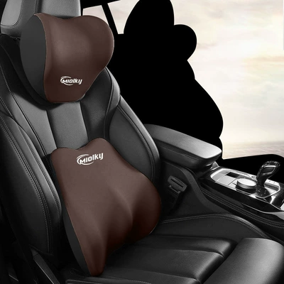 and Hip Protection Car Seat Cushion, Waist support - coffee-color-headrest