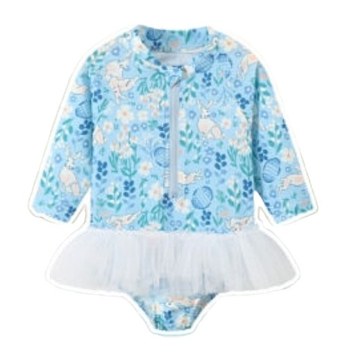 Children's swimsuit, princess one-piece swimsuit for girls, long-sleeved baby chiffon dress for girls, sunscreen 2024 new swimsuit