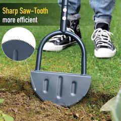 Gardening Tool Manual Edge Shaver, Half-Moon Lawn Edge Cutter with Handle, Sawtooth Lawn Edge Tool