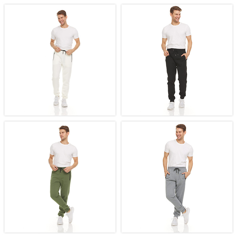 Pantalones deportivos para hombres de Amazon Pantalones de terciopelo casuales delgados con cremallera, pantalones de color sólido, pantalones para correr