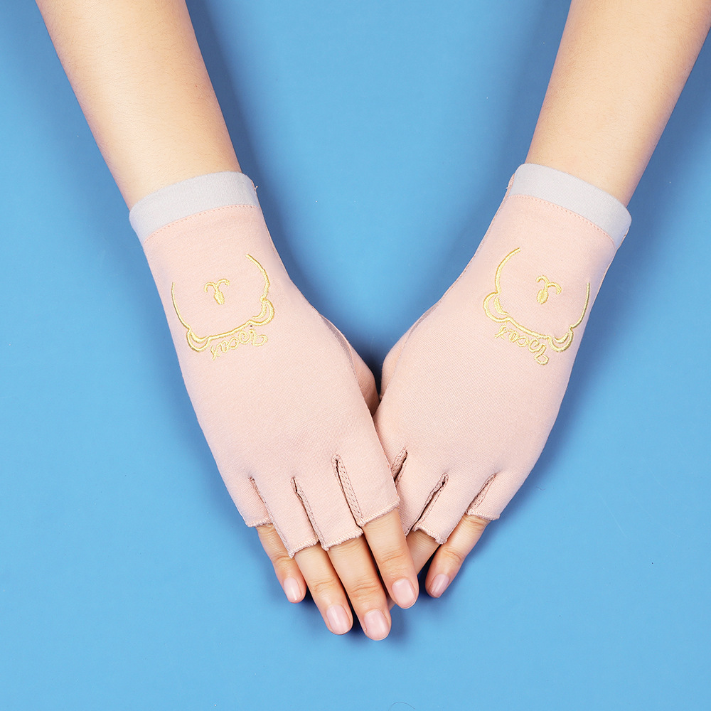 Guantes de protección solar con los dedos descubiertos, mujeres delgadas, conducción de verano, ciclismo, antideslizante, antiultravioleta, recolección de té, manicura, guantes de medio dedo