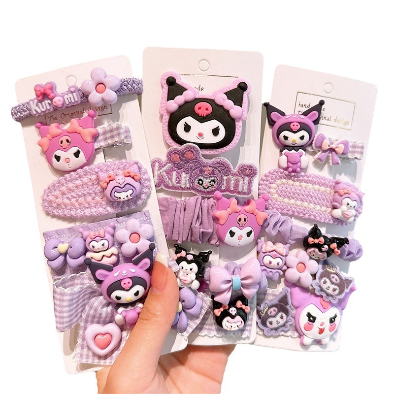 Bebé lindos correa púrpura niños púrpura Kulomi clip para el cabello de niñas banda de cabello cuerda de cabello frangea clip conjunto de joyas para el cabello