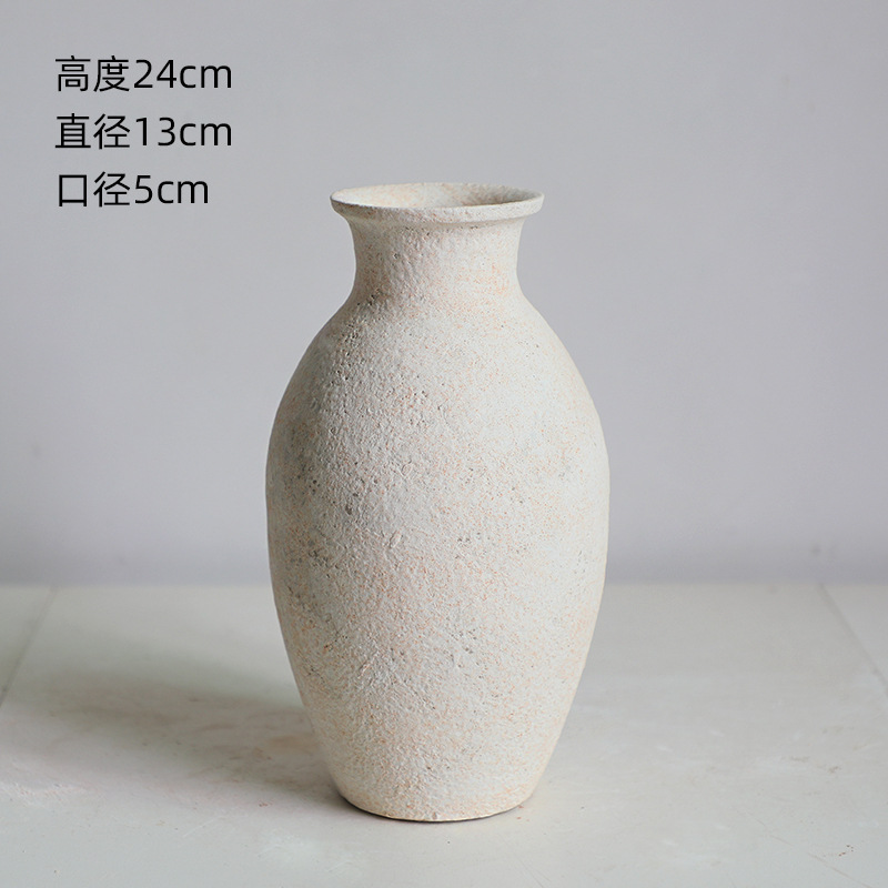 Color de la tierra Jingdezhen vasos de cerámica retrógrado hotel artesanal nórdico alojamiento residencial floral silenciosa decoración cerámica rugosa