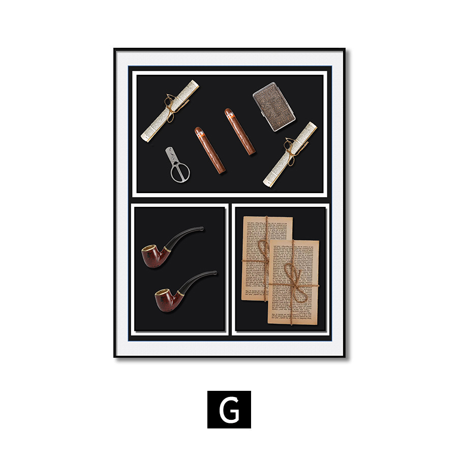 Pintura decorativa de cigarro, pipa, jarra, pintura colgante tridimensional, lujo ligero, habitación de muestra simple, pintura de instalación física