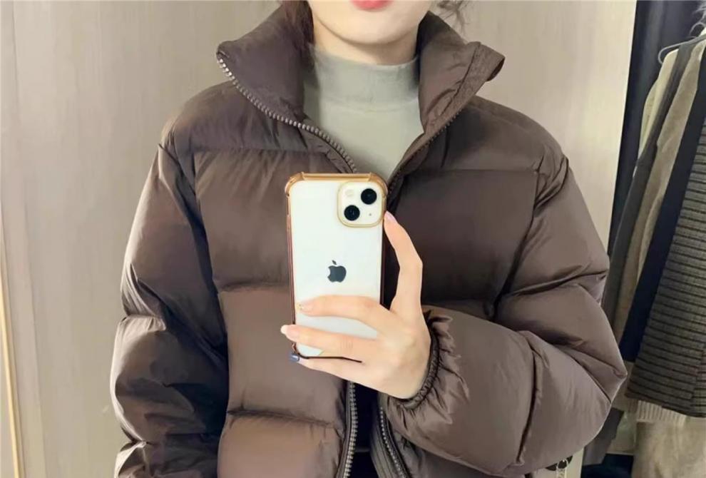 Korte dames donsjas met hoge taille in europese stijl gewatteerd_voghion.com