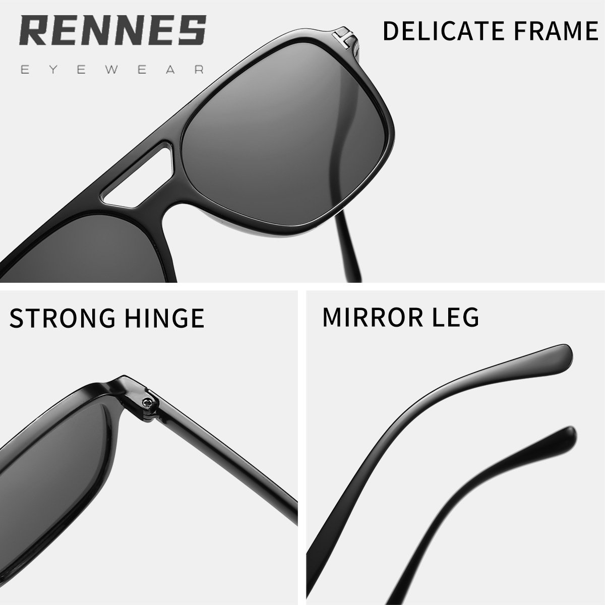 2024 nuevo europeo y americano en forma de T cuadrado doble haz gafas de sol moda retro calle tiro desgaste esencial gafas de moda