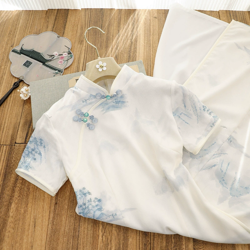 Qiang Niang Fish Ri Bai Lady Новый китайский улучшенный чонсам AoDai весной 2025 новый элегантный молодой стиль