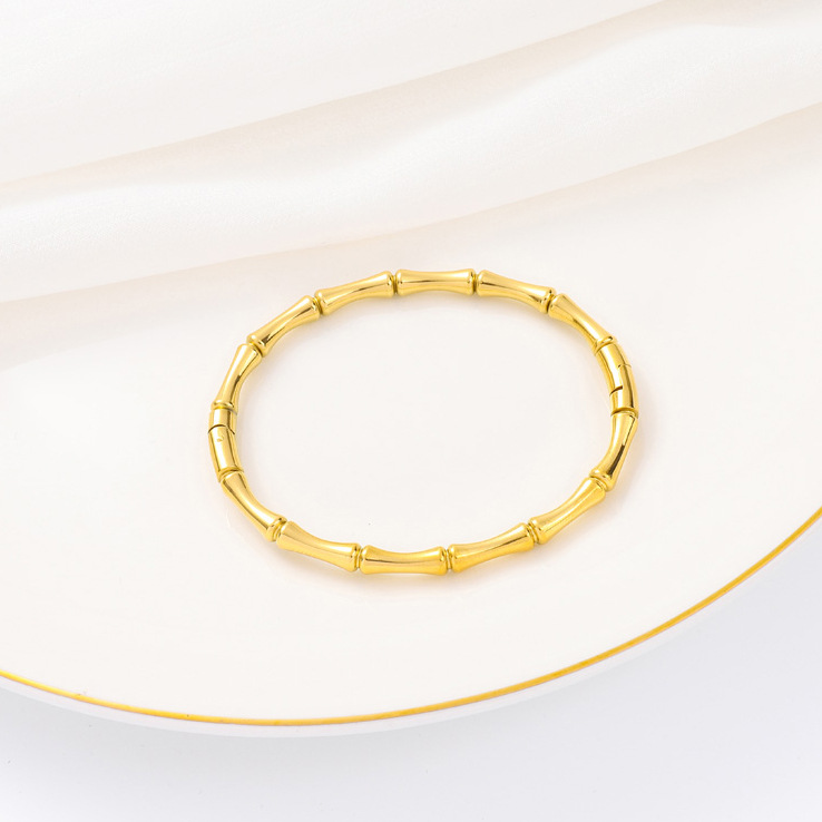 Nueva pulsera de acero de titanio de bambú de estilo chino nuevo pulsera de acero inoxidable para mujer pulsera de anillo simple pulsera abierta brazalete joyería