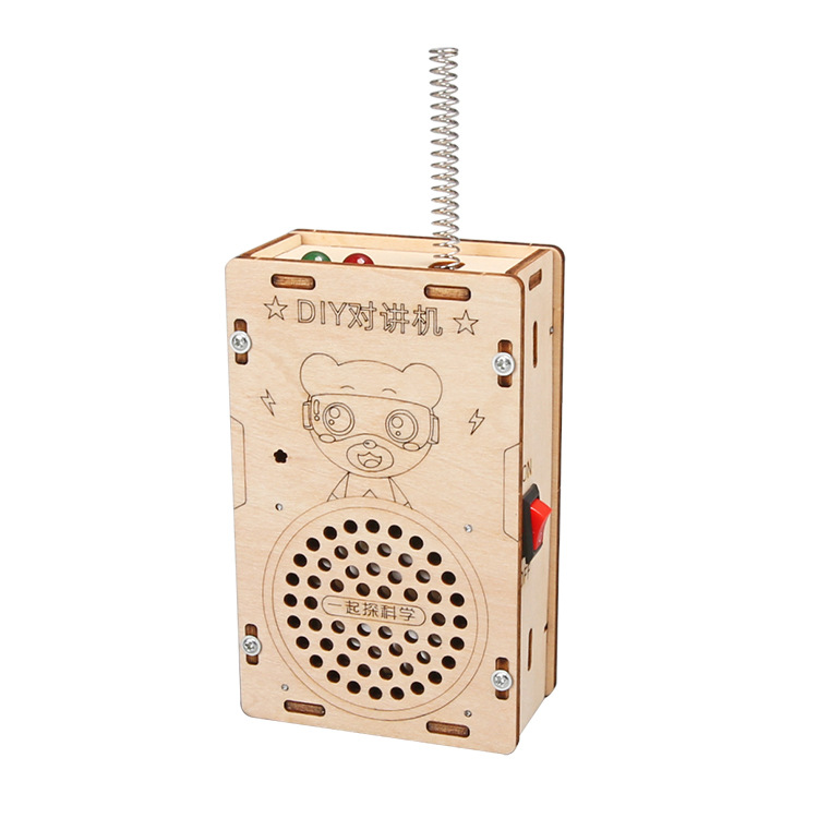 Intercomunicación infantil de larga distancia paginación inalámbrica tecnología de madera DIY modelo de ensamblaje interesante para estudiantes de primaria