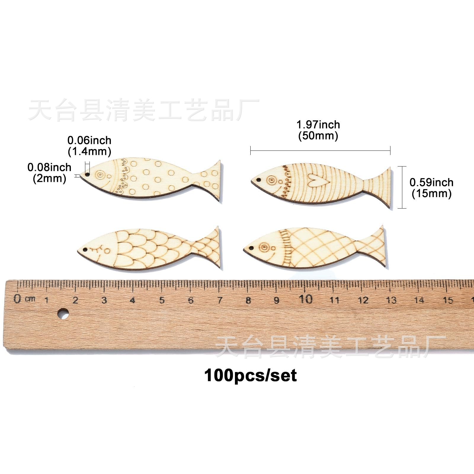 Forma de pez Forma de madera Decoración de madera en forma de pez sin terminar Pintura creativa hecha a mano Pieza de madera decorativa de estilo náutico