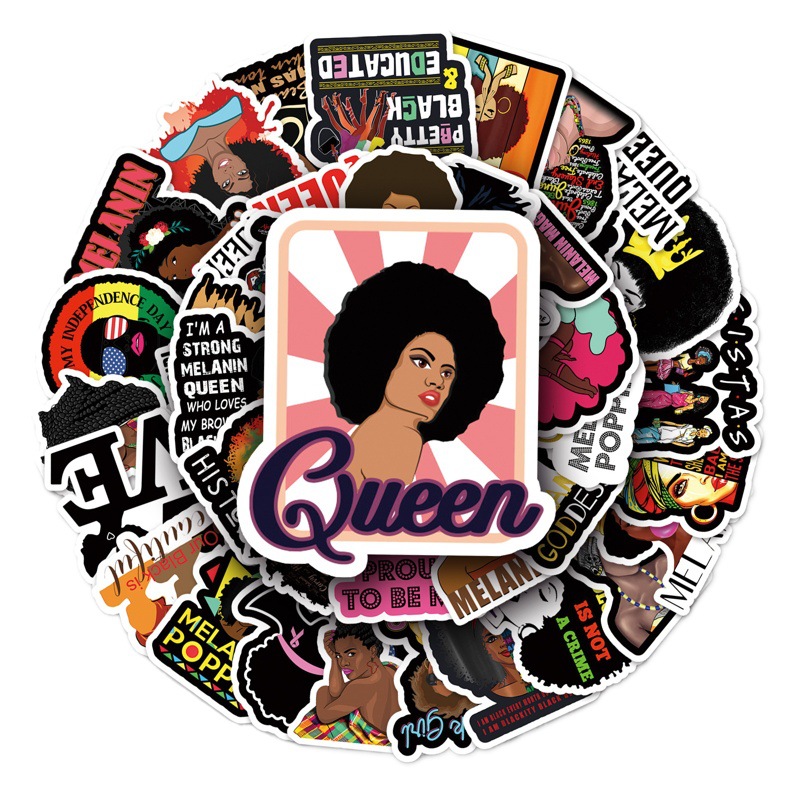 50 hojas de inspiración negro chica pegatinas equipaje motocicleta bicicleta decoración del coche de dibujos animados pegatinas de graffiti