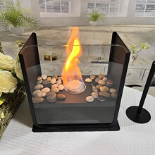 酒精壁炉家用便携式火盆户外真火燃烧方形取暖器现代装饰氛围炉灯