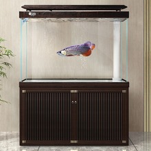 yee中小型金鱼缸家用客厅免换水底过滤水族箱超白中式生态龙鱼缸