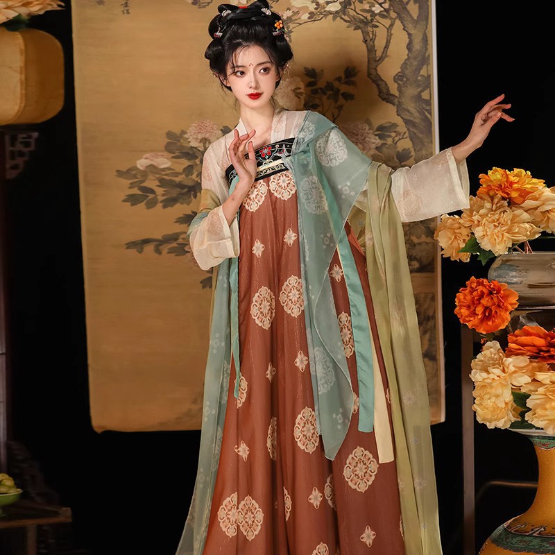 Chang'an Ning Tang Dynasty Princess original Tang Dynasty Hanfu women's restoration torn skirt chest-length underskirt Chinese style ancient costume complete set