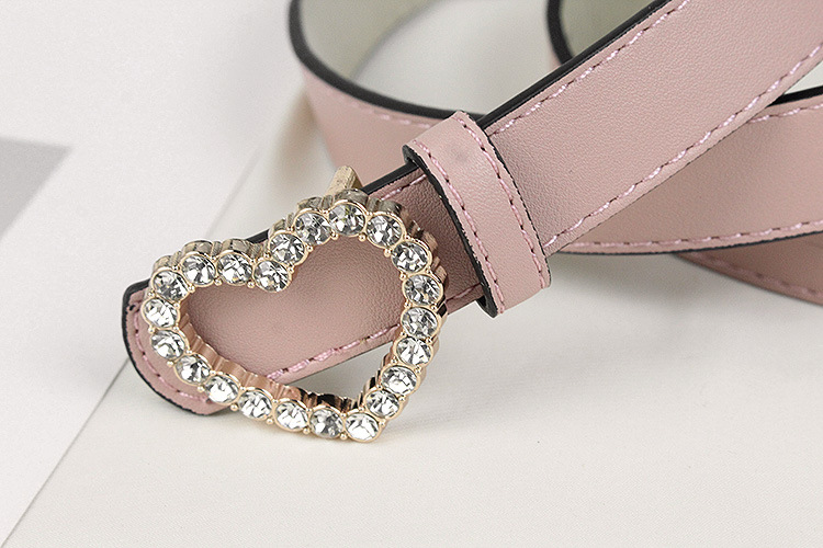 Basic Heart Shape Pu Leather Alloy Rhinestones Women's Leather Belts display picture 5
