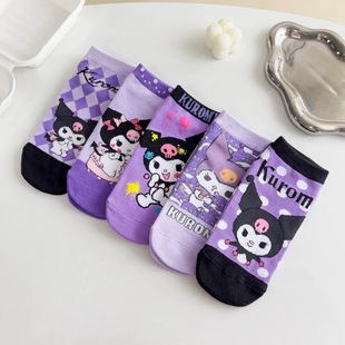 Socks women's spring and summer new Japanese cartoon cute short socks purple all-match trend boat socks in stock wholesale generation