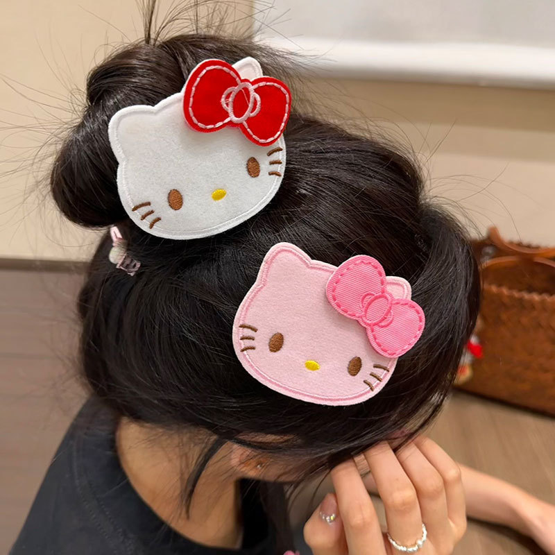 Cute Kt Cat Bow Velcro Hair Tidying Artifact That Does Not Hurt Hair Girls' Bangs Stickers on the Back of Their Heads