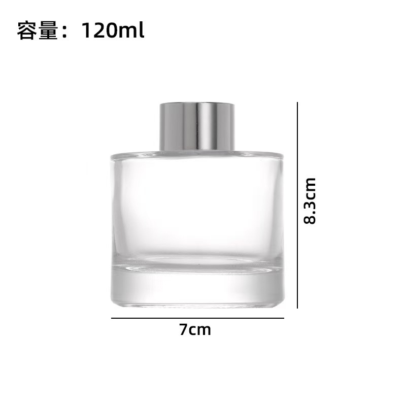 无火香薰瓶100ml圆柱带盖香薰玻璃瓶藤条干花挥发香水精油瓶|undefined