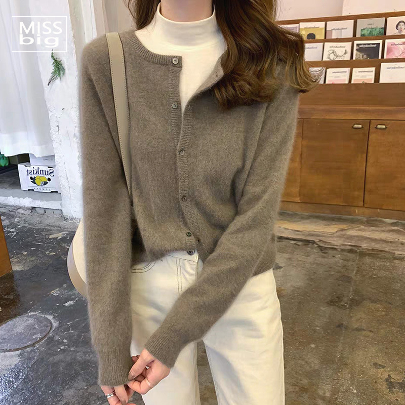 毛衣女开衫春秋薄款外套2025新款内搭打底衫短款圆领针织上衣批发