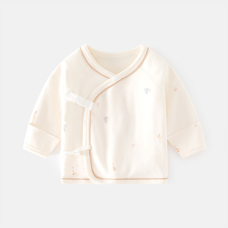 Newborn Baby Half-Back Bodysuit, Boneless Pure Cotton Spring and Autumn Rice Color Sleepwear Monk Top for Baby, Newborn