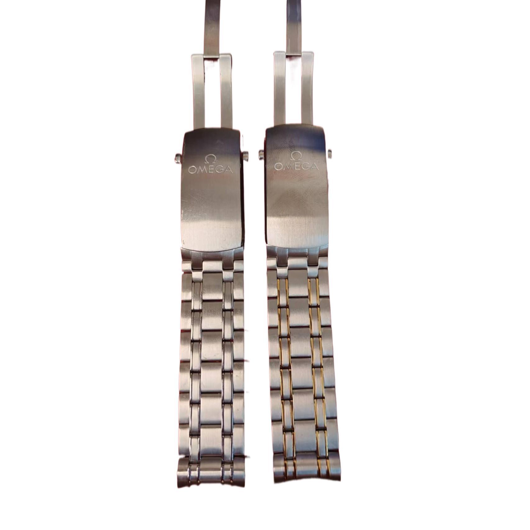 Omega不锈钢表带折叠扣钢带配件平口蝴蝶扣适配手表链38/42mm