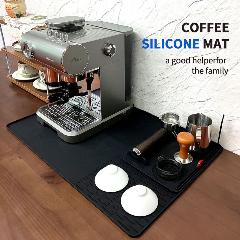亚马逊咖啡机硅胶垫托盘吧台垫新款家用方形二合一沥水垫压粉垫
