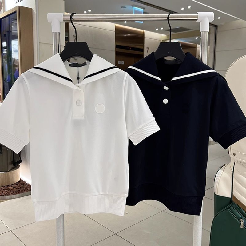 Korean Original Golf Women's Outdoor Sports Chic Collar Half-Buttoned Short-Sleeved Top Slimming Look Trendy Suit