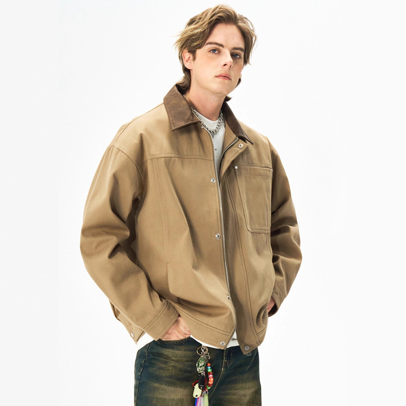 Melard Khaki Lapel Jacket Men's Workwear Short Coat Autumn Top Carhartt Jacket