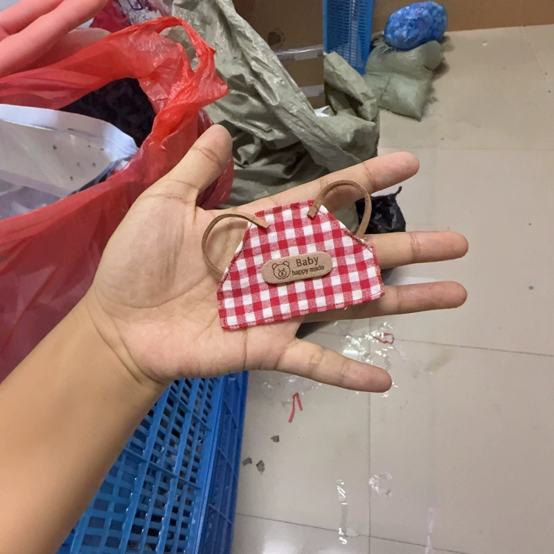 新しいぬいぐるみdiyレトロエプロン人形服ミニ人形人形格子縞エプロン卸売り|undefined