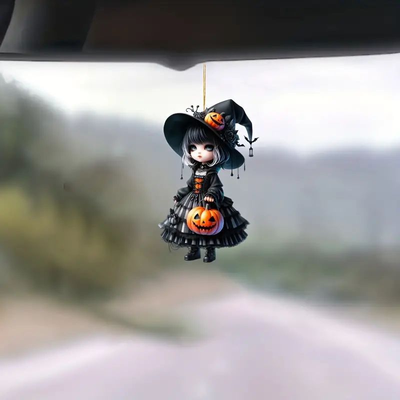 Acrílico Halloween calabaza negra fiestas colgante plano transfronterizo coche nuevo colgante decoración de la fiesta image 4