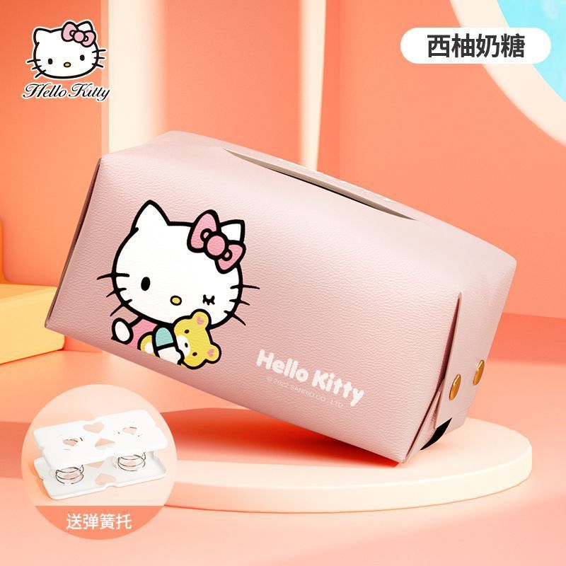 Hellokitty caja de toallas para automóviles creativa y encantadora caja de reposabrazos decoraciones para automóviles para patinetes de sol caja de extracción