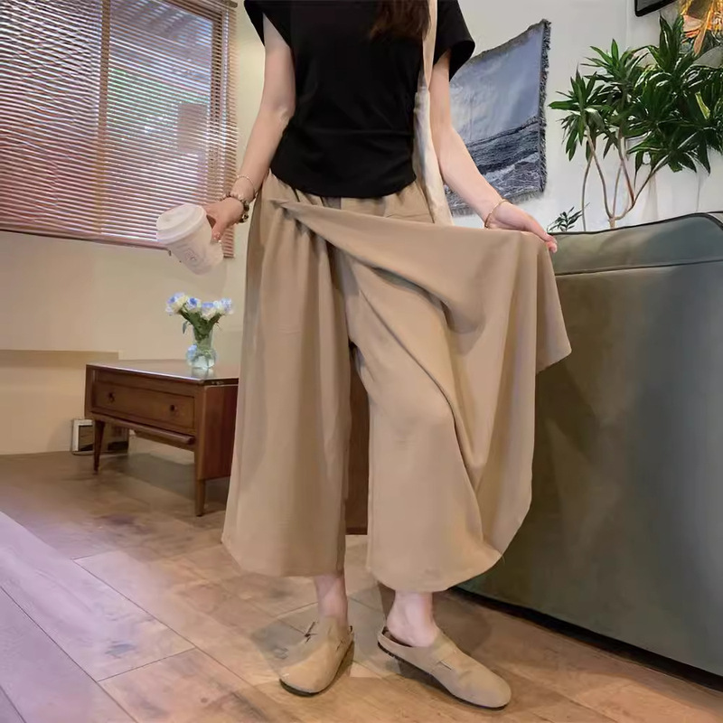 Summer Thin Large Size Culottes for Women with High Waist Slits, Lazy Style, Thick Crotch and Thighs, Slimming Look Eight/nine-point Culottes 66279