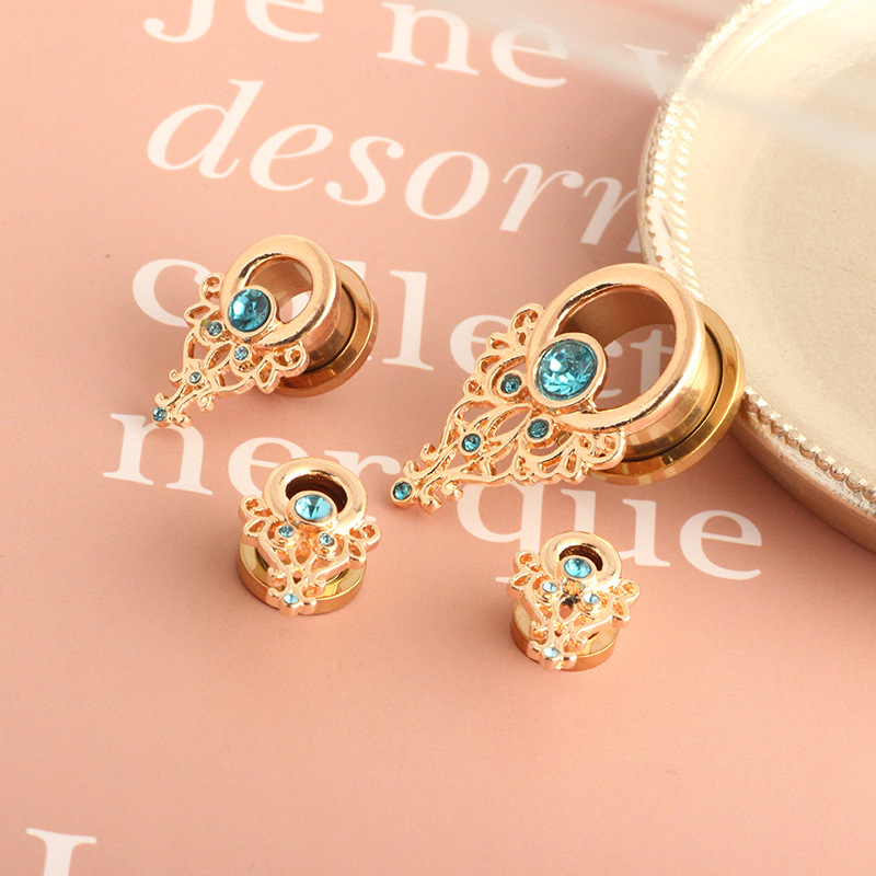 Rose Gold Stainless Steel Flower Auricle Ear Piercing Jewelry, 16mm Body Piercing with Cubic Zirconia, Fresh Design detail image 7