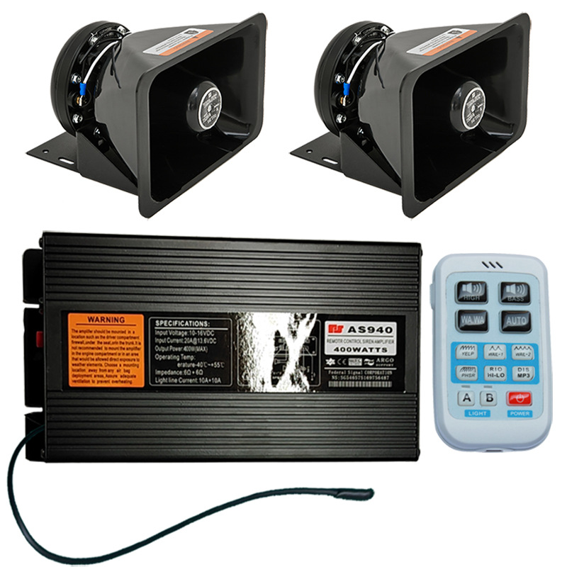 Car-mounted wireless siren, 400W loudspeaker, high-pitched alarm, and amplified speaker, AS940G+ with a round mouthpiece