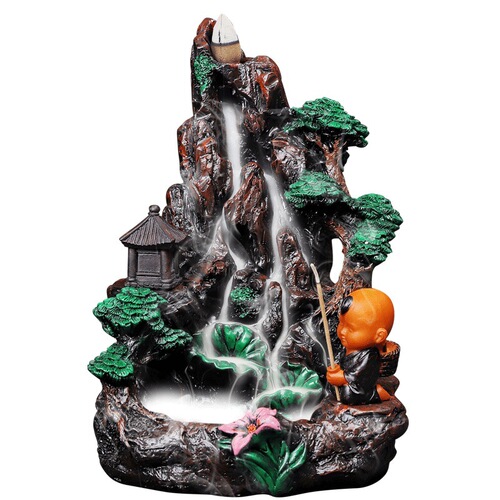 Backflow incense burner ceramic mountain water flow time and again stone mill small lotus incense burner resin large backflow aromatherapy burner