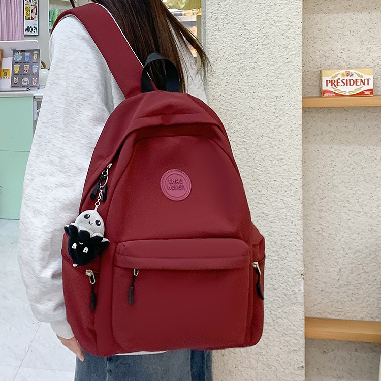Cross-border Explosions Solid Color All-match Backpack Travel Large Capacity Junior High School Senior high school Student Schoolbag Leisure Backpack