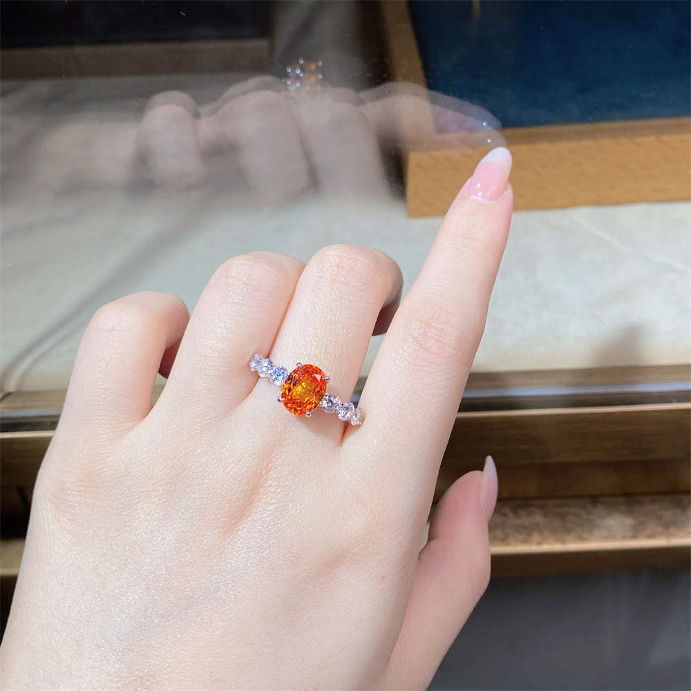 s925 sterling silver ring for women with 3 Karat big diamond and Fanta color, cross-border live broadcast style7
