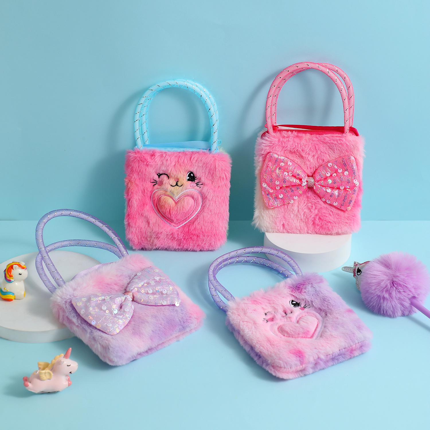 108g Weight Zipper Closure Type Single Shoulder Strap Strap Type Crossbody Bag Bags Type Daily, Shopping Occasion Plush Material Bow Knot Pattern All Seasons Season Girl'S Gender Cute Style Square Shape Small Size Girl'S Small Plush Bow Knot Cute Square Zipper Crossbody Bag 7