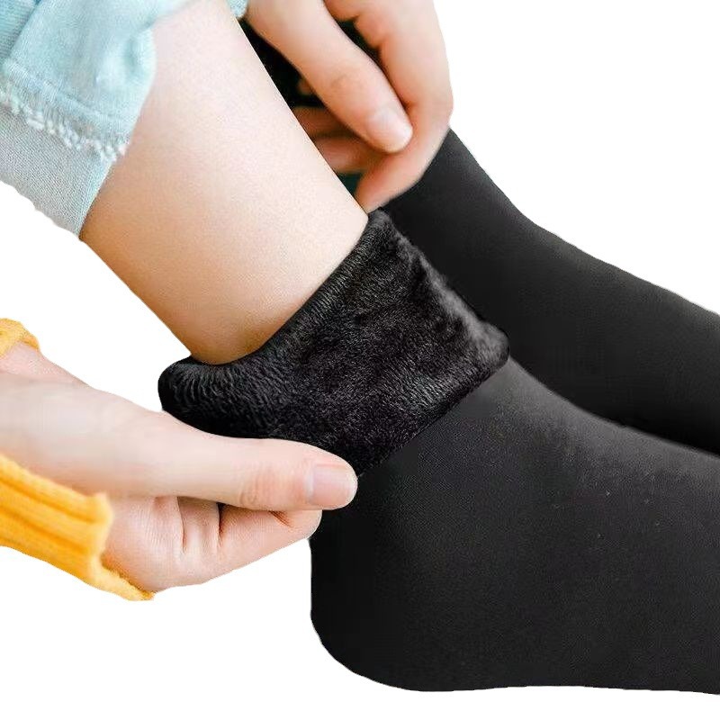 Autumn and winter socks fleece thickened medium tube warm snow socks meat color home men's and women's floor confinement short socks_voghion.com